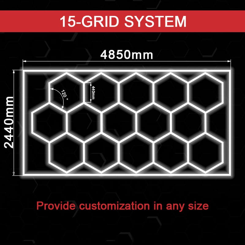 hexagon lights 15 grid