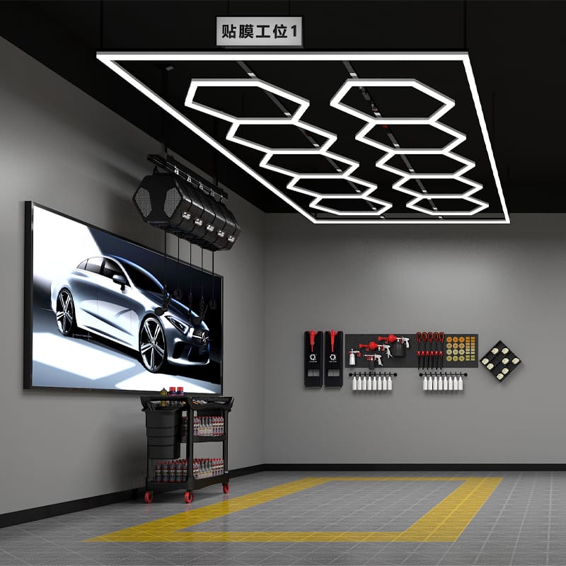 led hexagon garage lighting