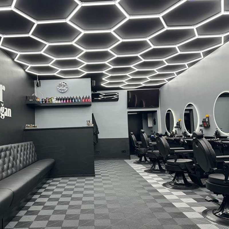 barber shop hexagon lights