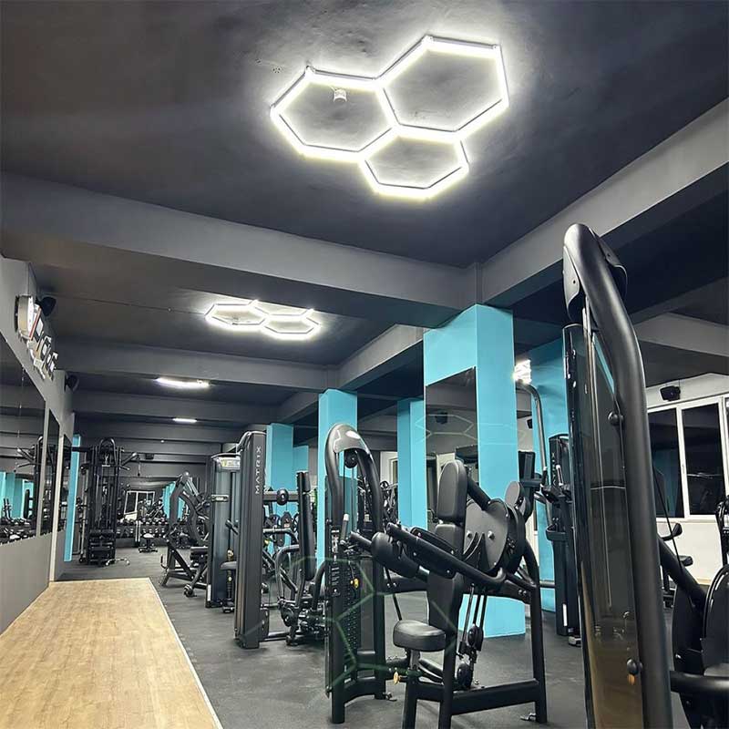 gym hexagon lights