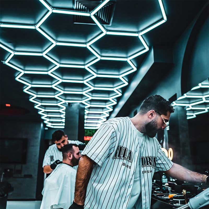 hexagonal led lights for barbershop