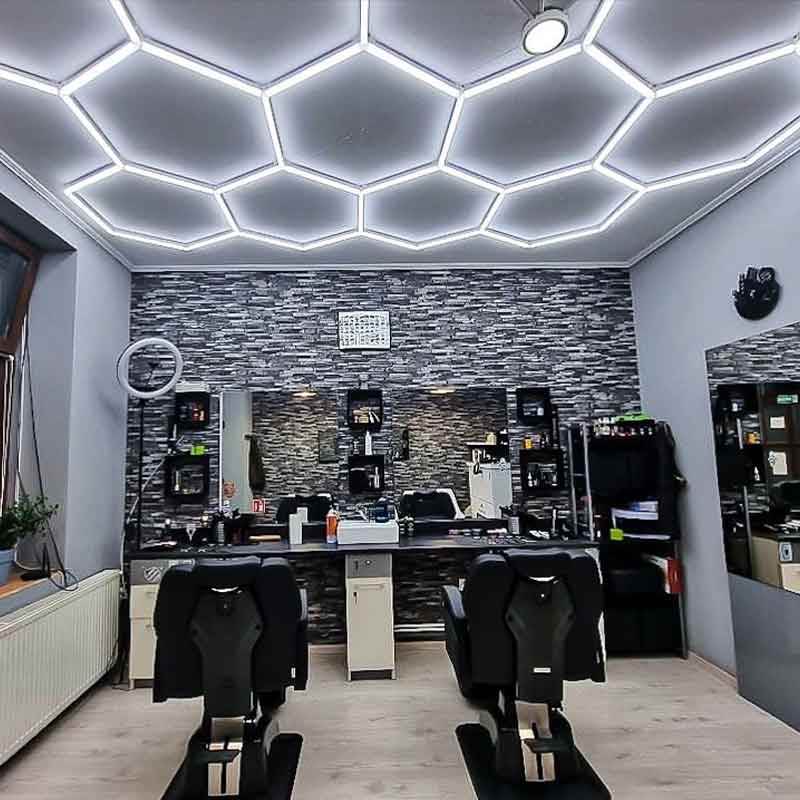 honeycomb ceiling lighting barbershop
