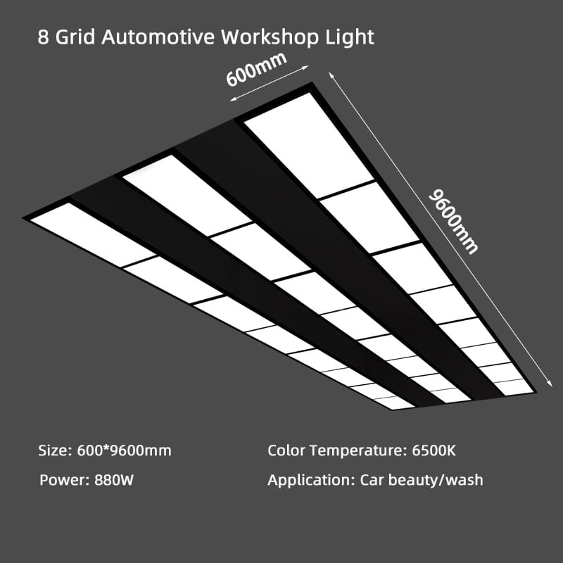 Size 8 grid automotive workshop light