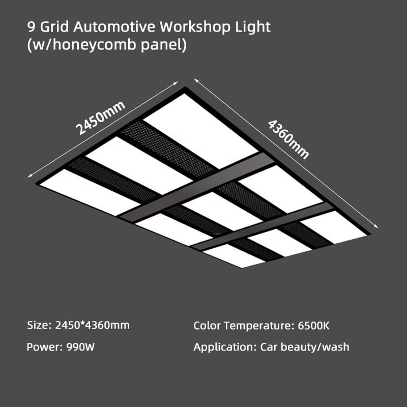 Size 9 Grid Automotive Workshop Light whoneycomb panel